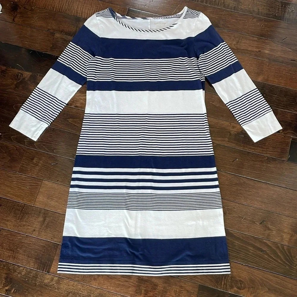 Lilly Pulitzer Boat neck Marlowe Striped t-shirt Dress Navy white stripes Size S - Picture 2 of 13